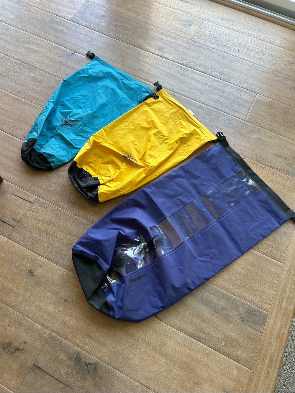 Water-Resistant Roll-Top Dry Bags - Blue, Yellow, Teal